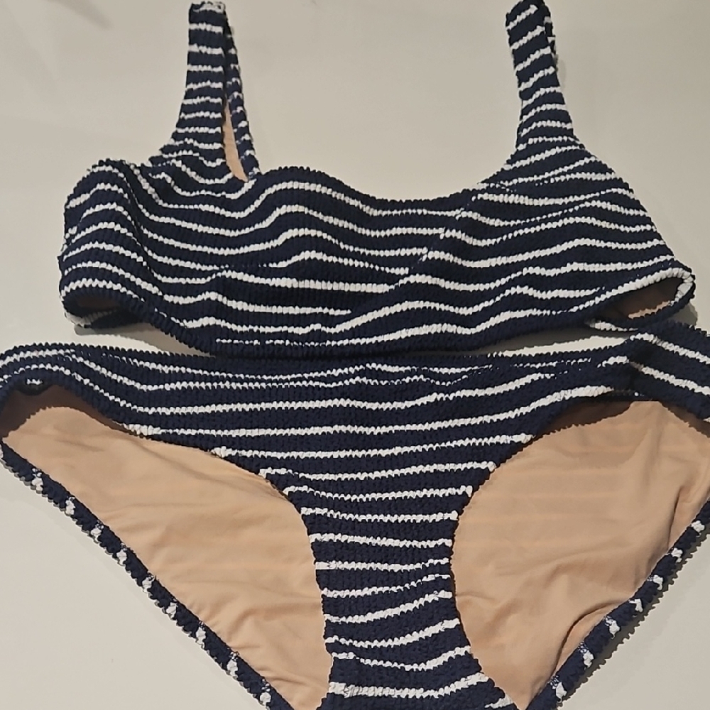 J. Crew Navy and White Swimwear